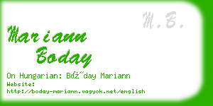 mariann boday business card